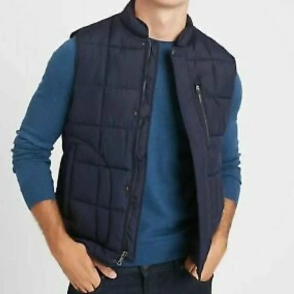 Men's Banana Republic Navy Quilted Puffer Vest